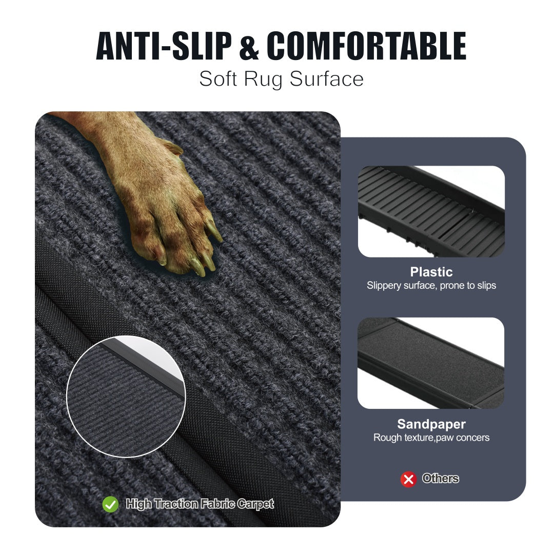 Dog Ramp For Car 65x17 Large Folding Pet Stair Ramps For Truck, SUV, With Non-Slip Surface, Up To 250LBS, Outdoor Dog Car Ramp For Medium Large Dogs, Portable Pet Steps