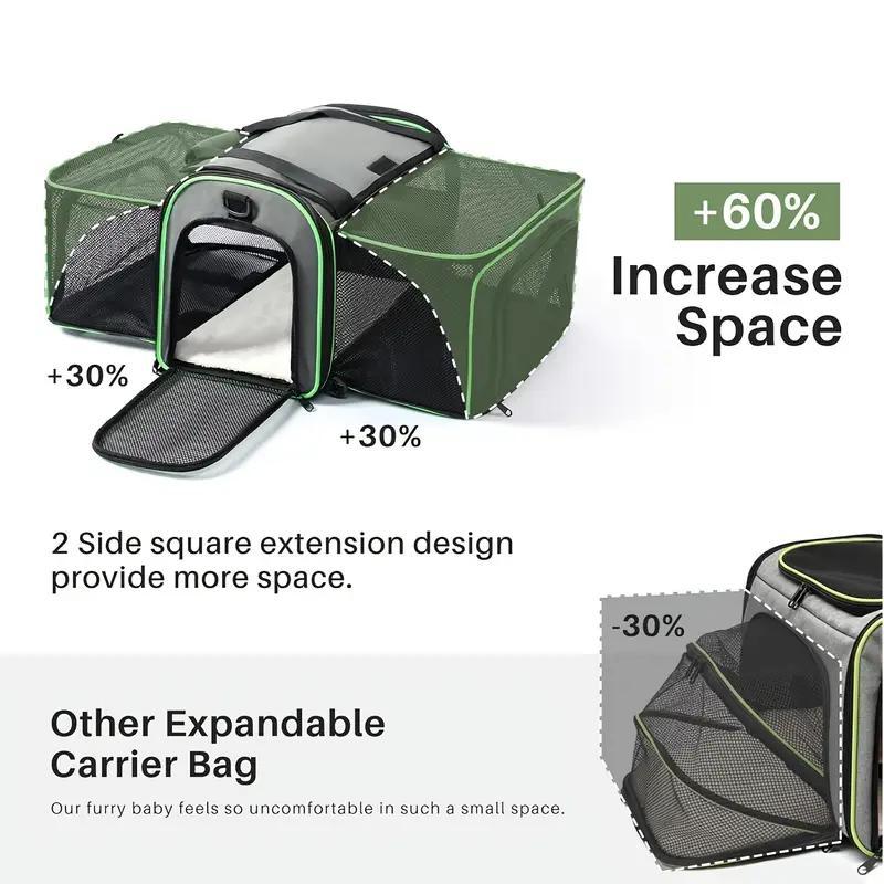 Expandable, Foldable, Portable Pet Carrier With Wheels And Six Sides For Cats And Small Dogs.