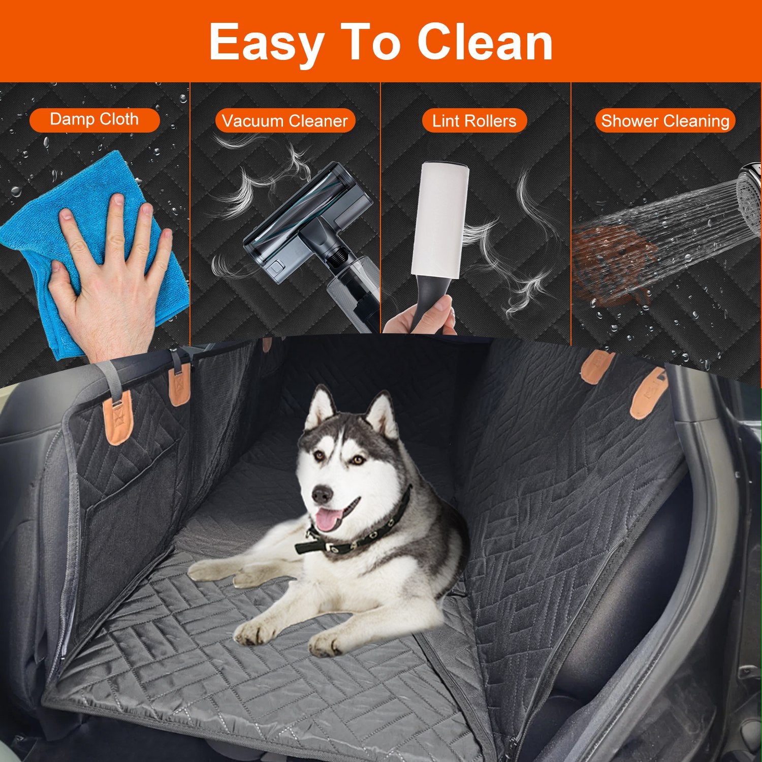 1Pc Dog Car Seat Cover For Back Seat Waterproof Oxford Cloth Seat Cover Hammock Non-Slip Scratchproof Back Seat Extender With Side Flap Mesh Window Storage Bag For Car SUV Truck