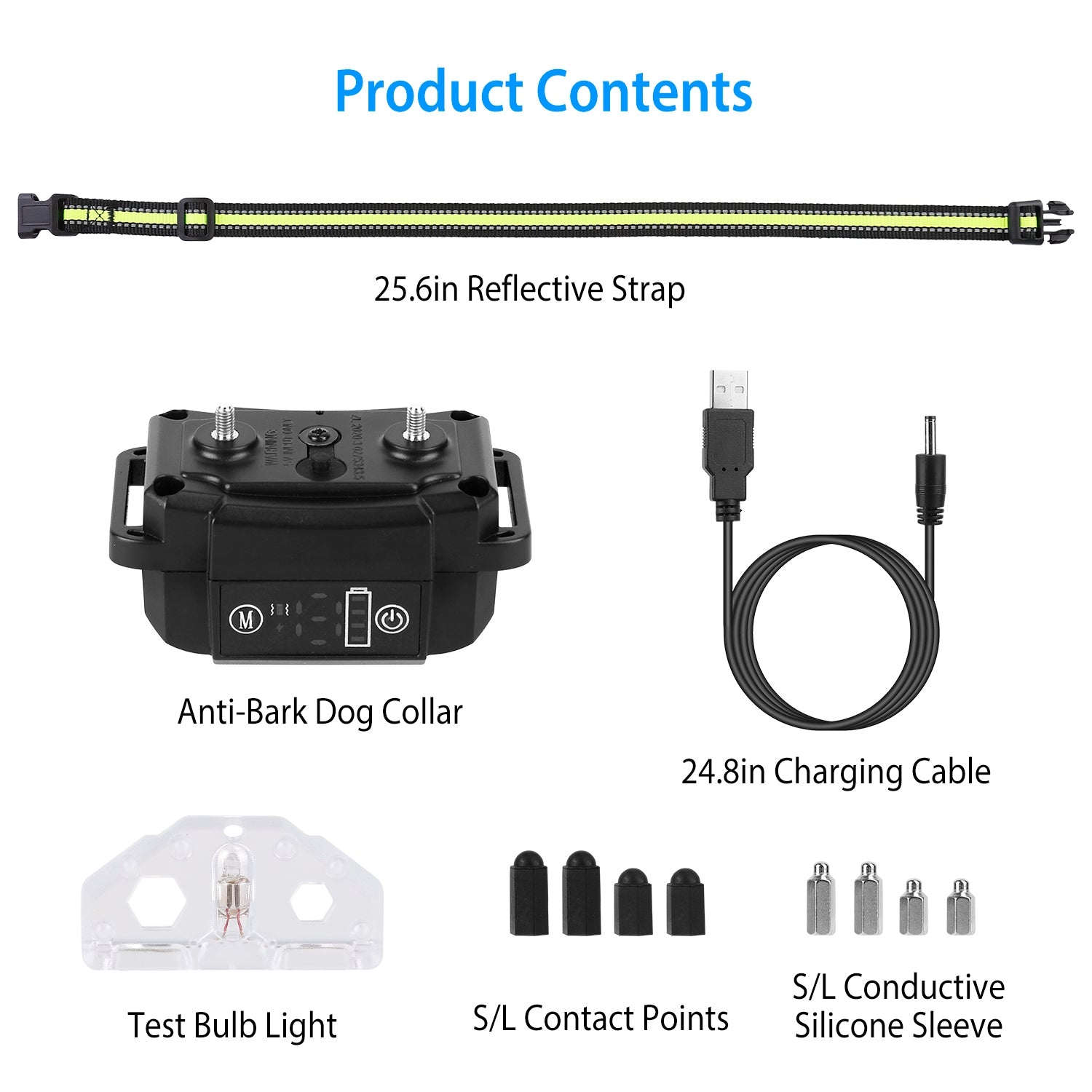 Dog Bark Collar Rechargeable Waterproof Beep Vibration Static Stimulation Bark Stopper Automatic Identification Collar With 6 Intensity Dual Modes