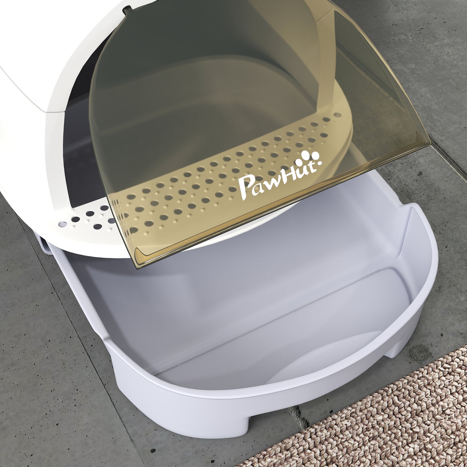 Covered Cat Litter Box with Lid, Scoop, Deodorizing Bags for Odor Control, Privacy, Easy to Clean, Gray