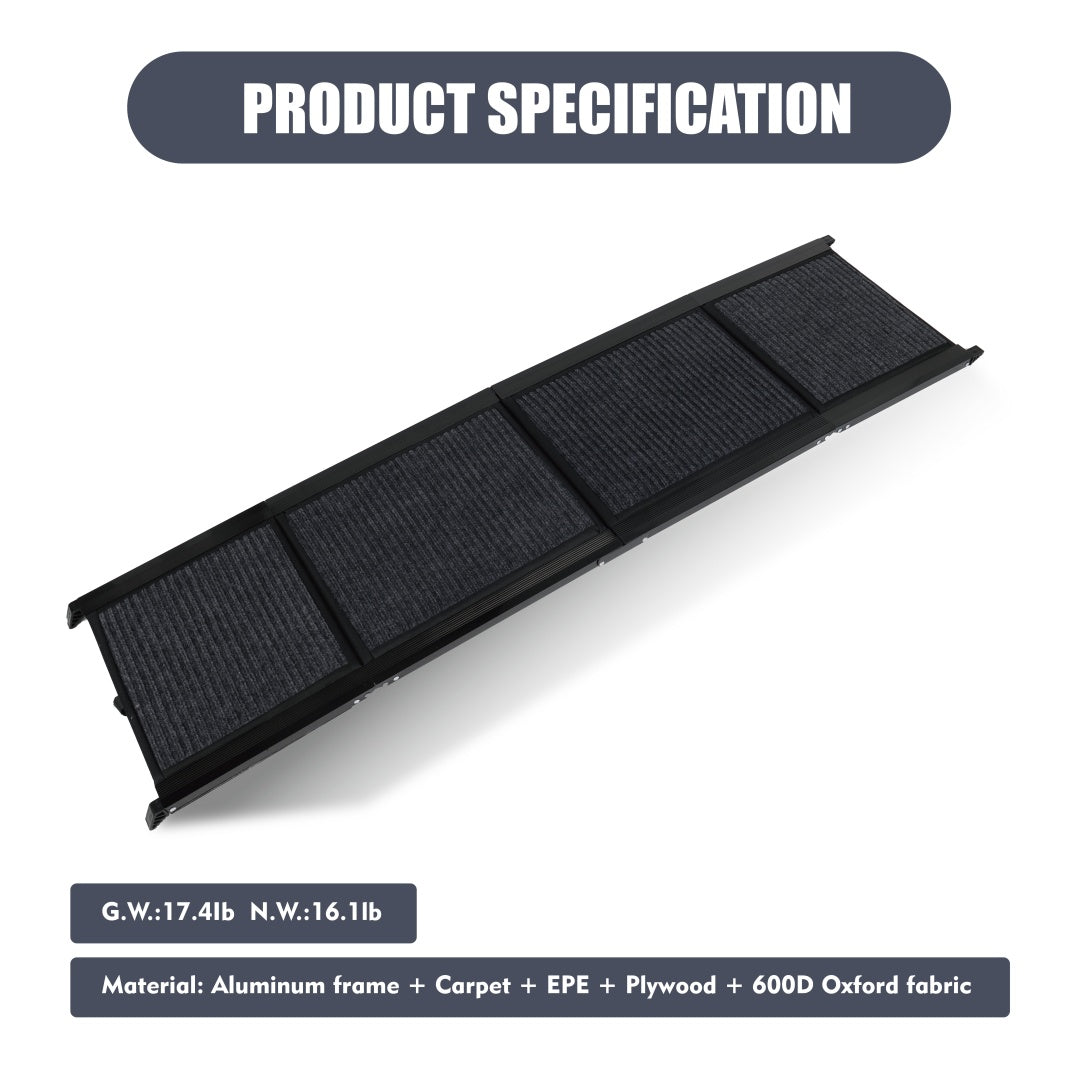 Dog Ramp For Car 65x17 Large Folding Pet Stair Ramps For Truck, SUV, With Non-Slip Surface, Up To 250LBS, Outdoor Dog Car Ramp For Medium  Large Dogs, Portable Pet Steps