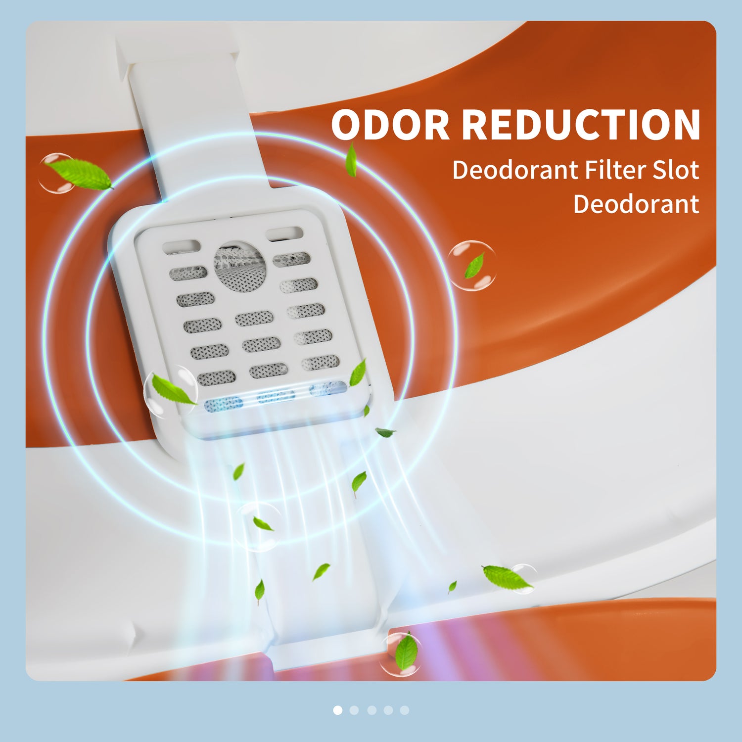 Dome Covered Cat Litter Box with Lid, White and Orange