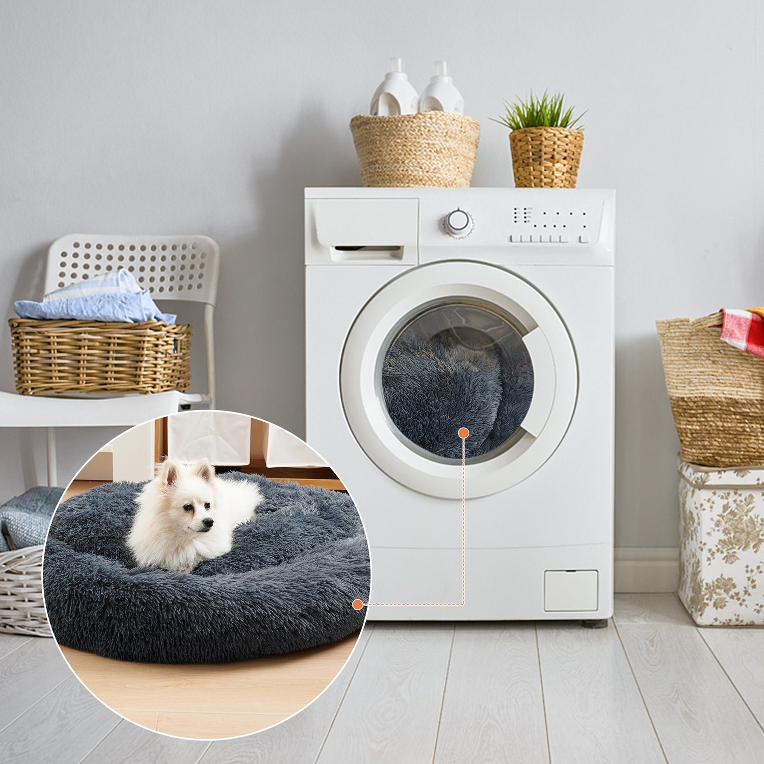 Indoor Cat And Dog Bed, A Quiet Doughnut-Shaped Bed, A Washable Round Soft Pet Bed, Suitable For Medium-Sized And Large Cats And Dogs