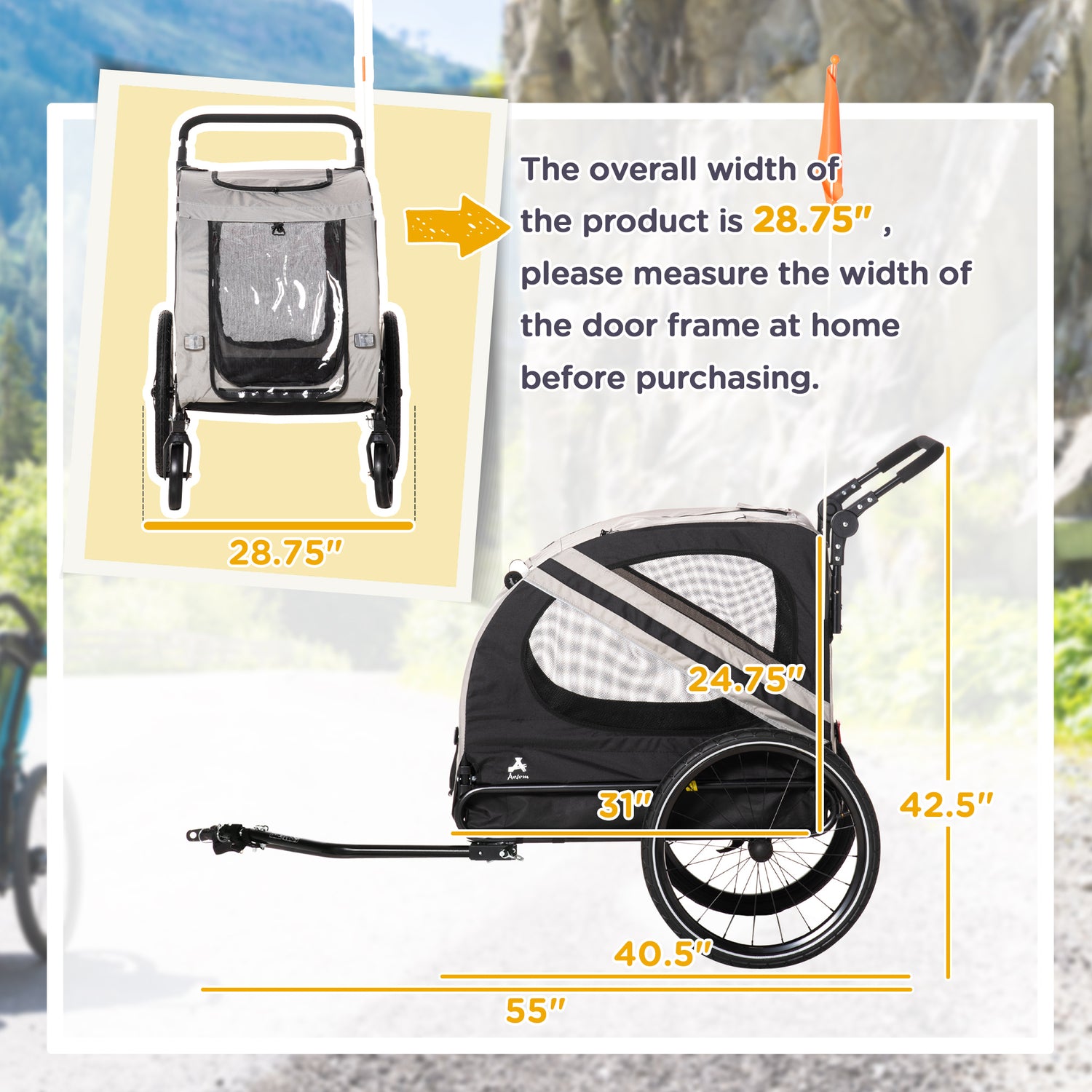 2-in-1 Pet Bike Trailer for Small Dogs