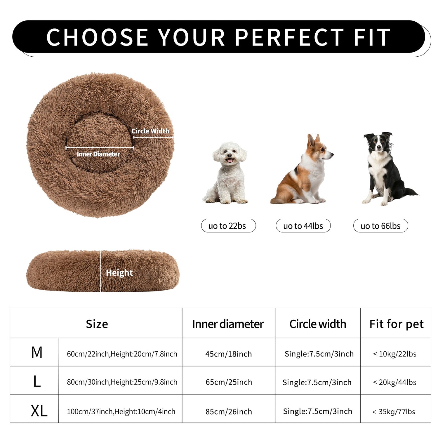 Indoor Cat And Dog Bed, A Quiet Doughnut-Shaped Bed, A Washable Round Soft Pet Bed, Suitable For Medium-Sized And Large Cats And Dogs